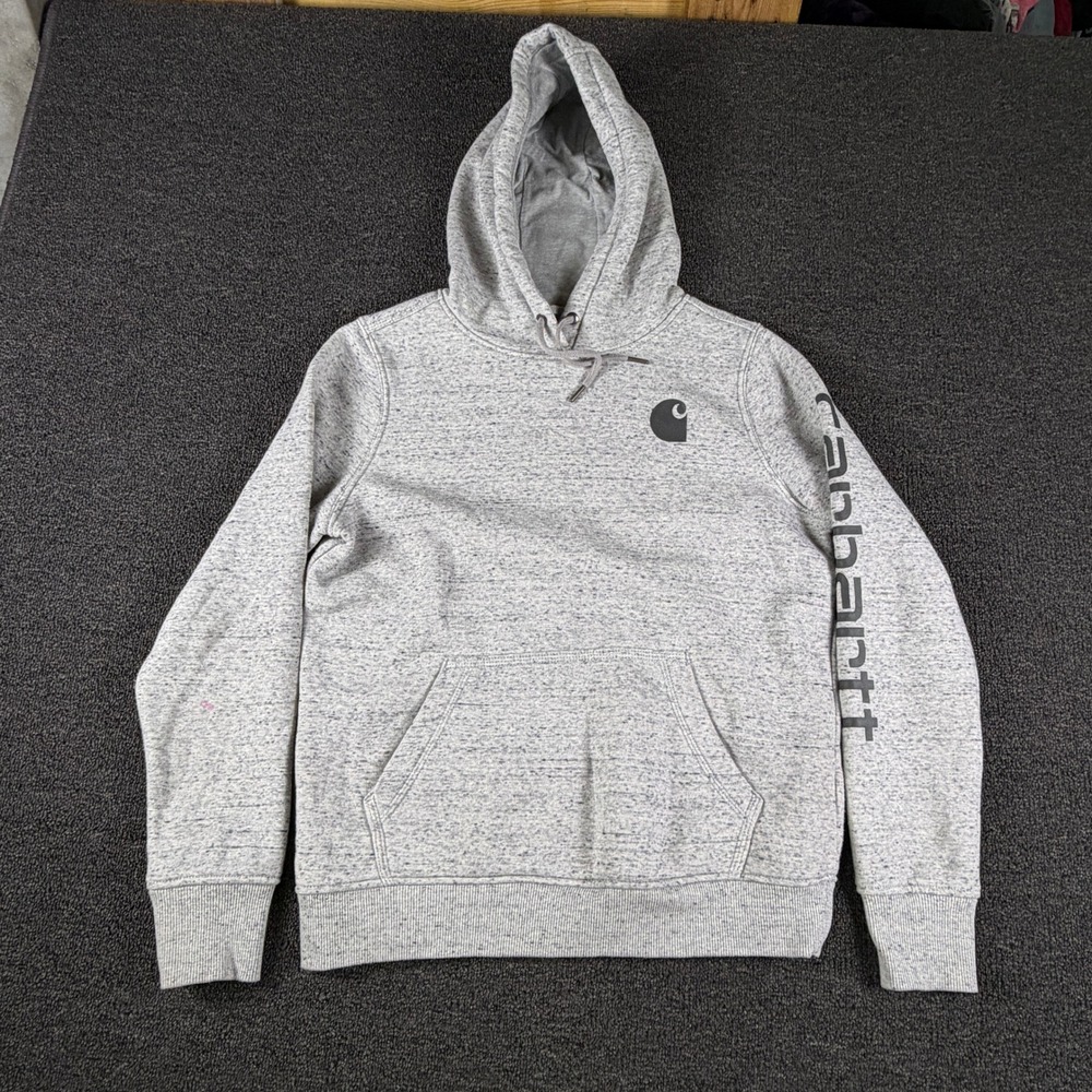 Carhartt Hoodie Girls M 8-10 TS0288-W Grey Sleeve Graphic EUC